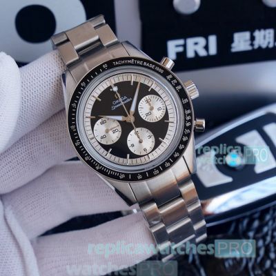 Swiss Replica Omega Speedmaster Chronograph Watch SS Black Face